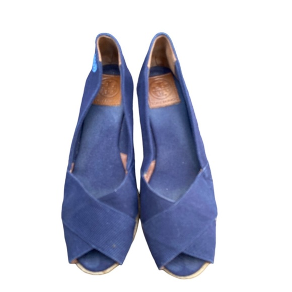 Tory Burch wedge navy espadrille shoes size 38 - Picture 2 of 7